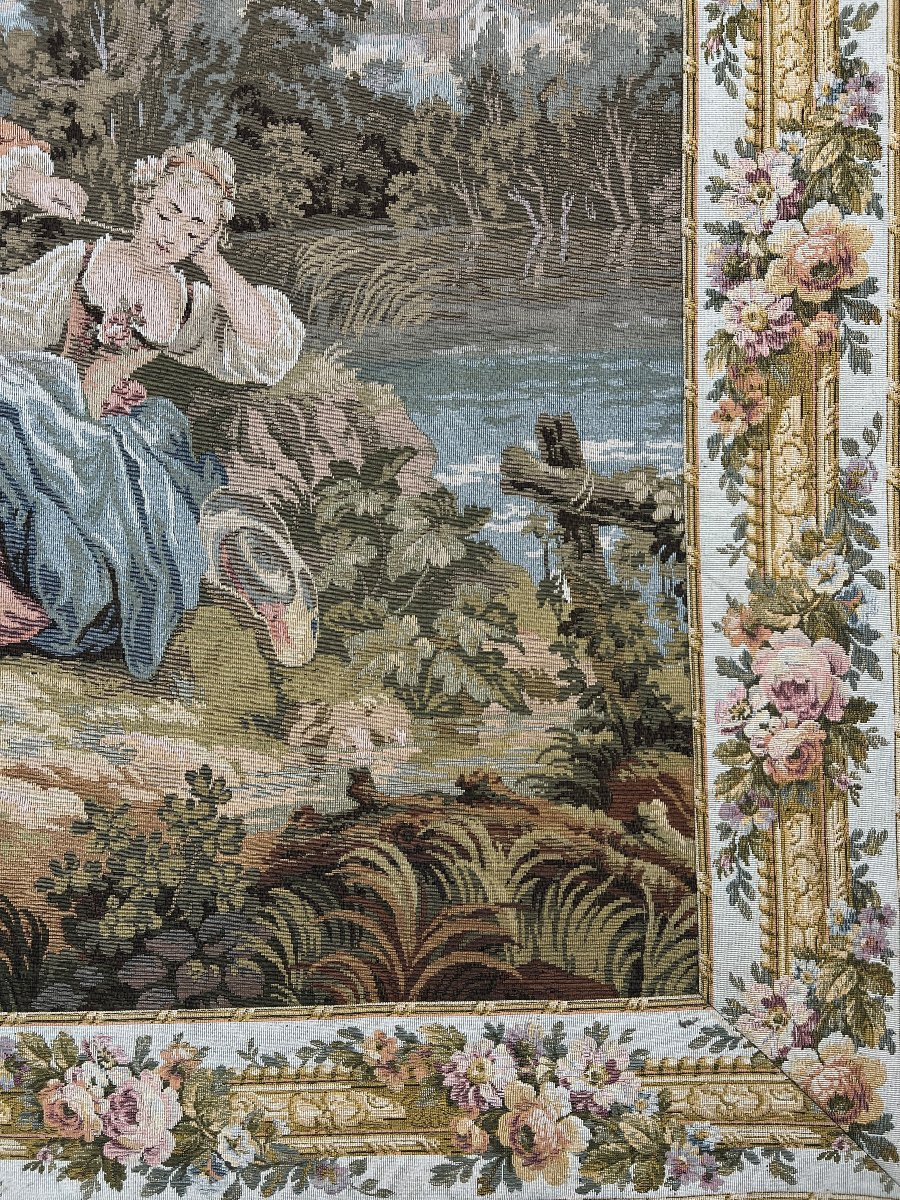 Grande tapisserie décorative à scène galante, XXe siècle-photo-1