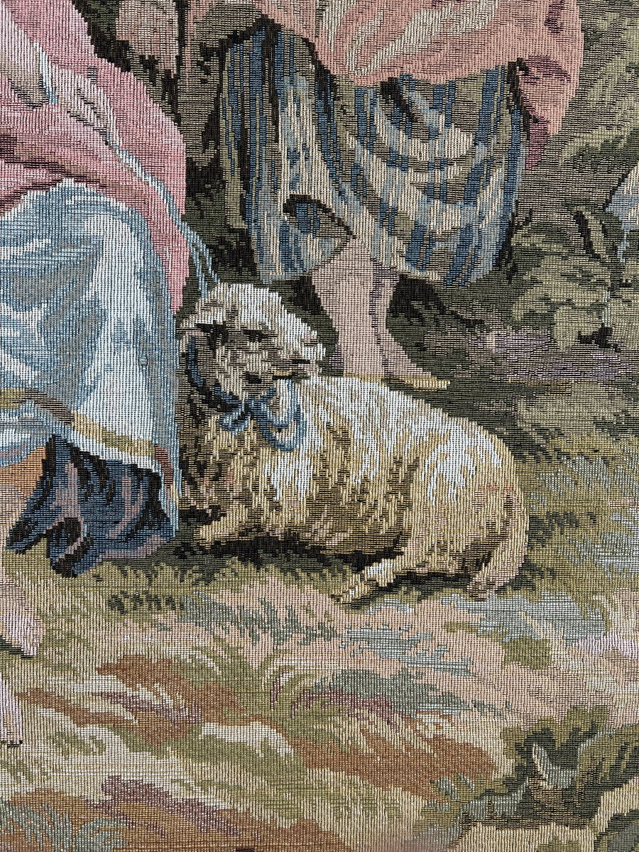 Grande tapisserie décorative à scène galante, XXe siècle-photo-2