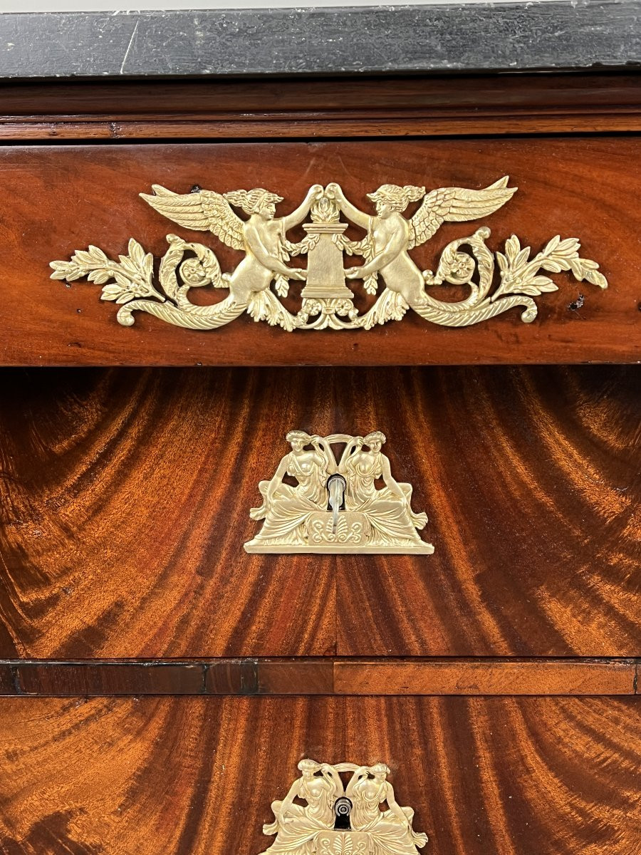 Empire-style Mahogany Chest Of Drawers, 19th Century-photo-2