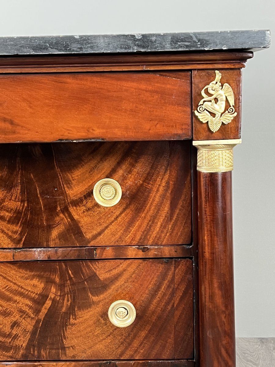 Empire-style Mahogany Chest Of Drawers, 19th Century-photo-3