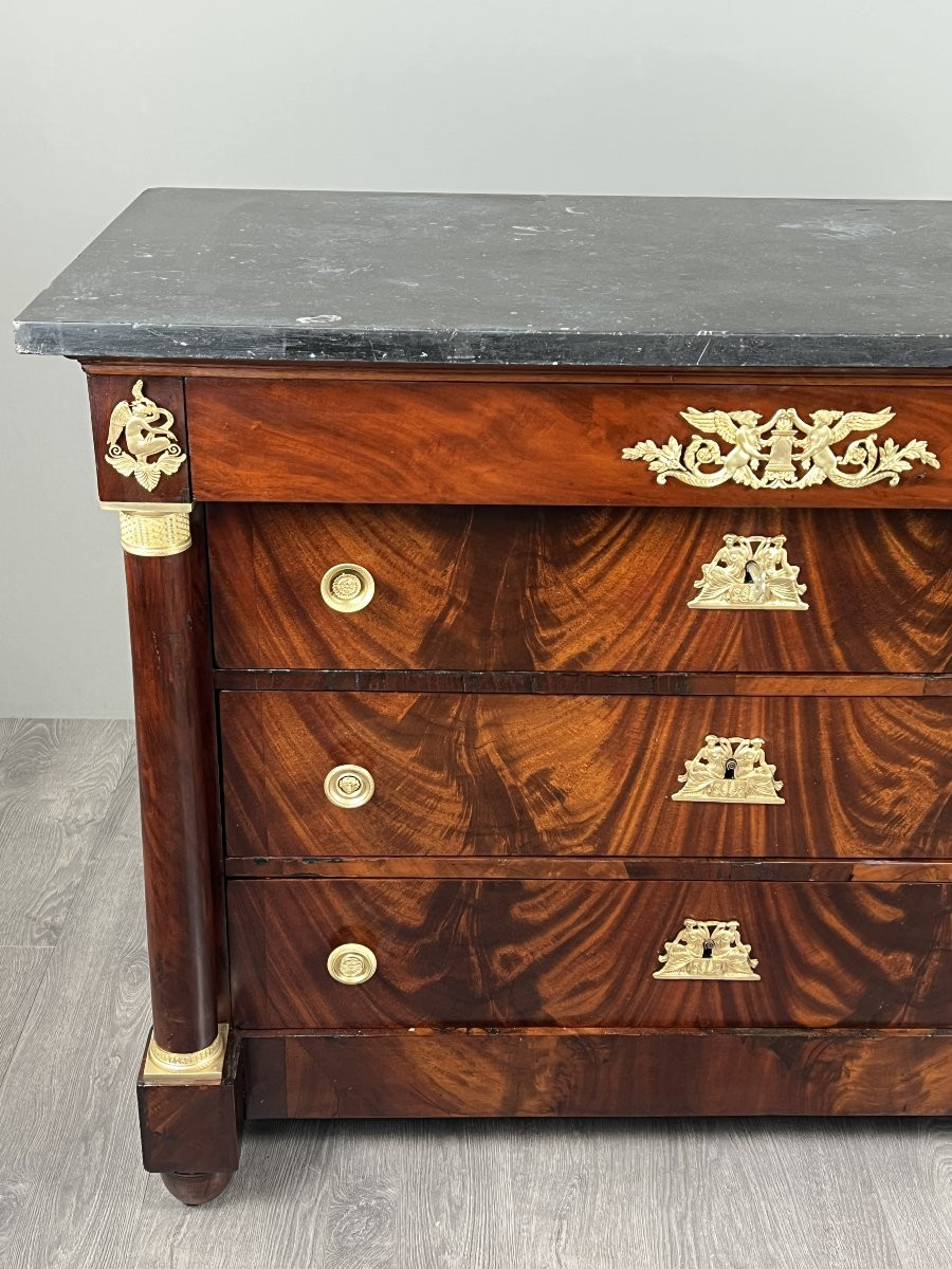 Empire-style Mahogany Chest Of Drawers, 19th Century-photo-4