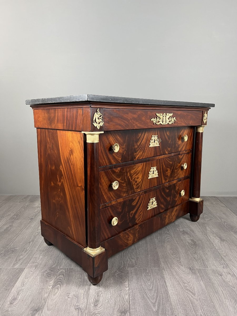 Empire-style Mahogany Chest Of Drawers, 19th Century-photo-2
