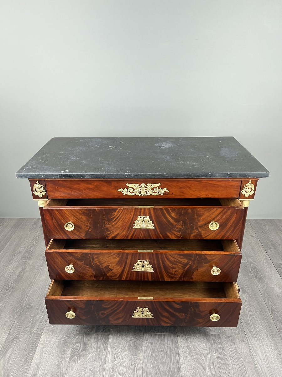 Empire-style Mahogany Chest Of Drawers, 19th Century-photo-6