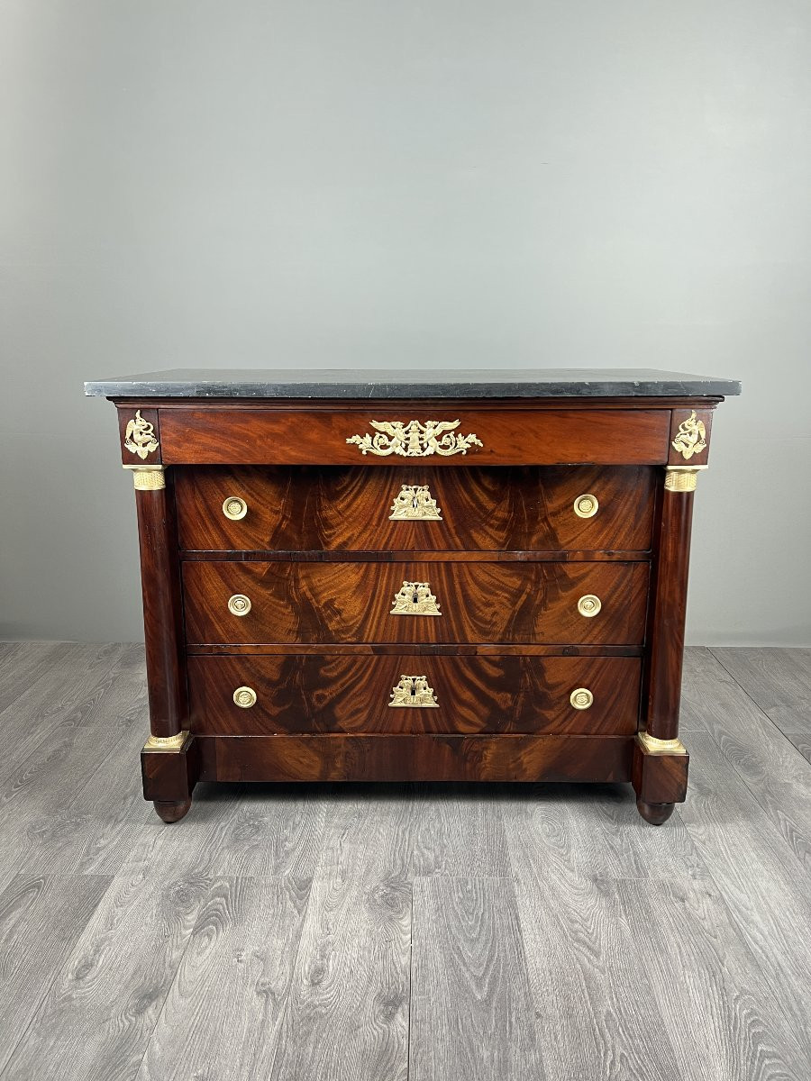 Empire-style Mahogany Chest Of Drawers, 19th Century-photo-7