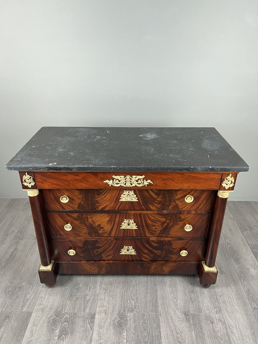 Empire-style Mahogany Chest Of Drawers, 19th Century-photo-8