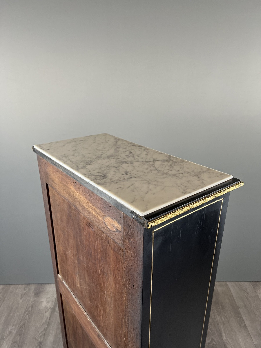 Antique Napoleon III Secretary Desk In Marquetry And Gilt Bronze, 19th Century-photo-7