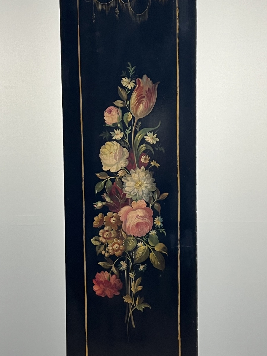Napoleon III Display Cabinet In Black Lacquered Wood With Painted Floral Decoration, 19th Century-photo-4