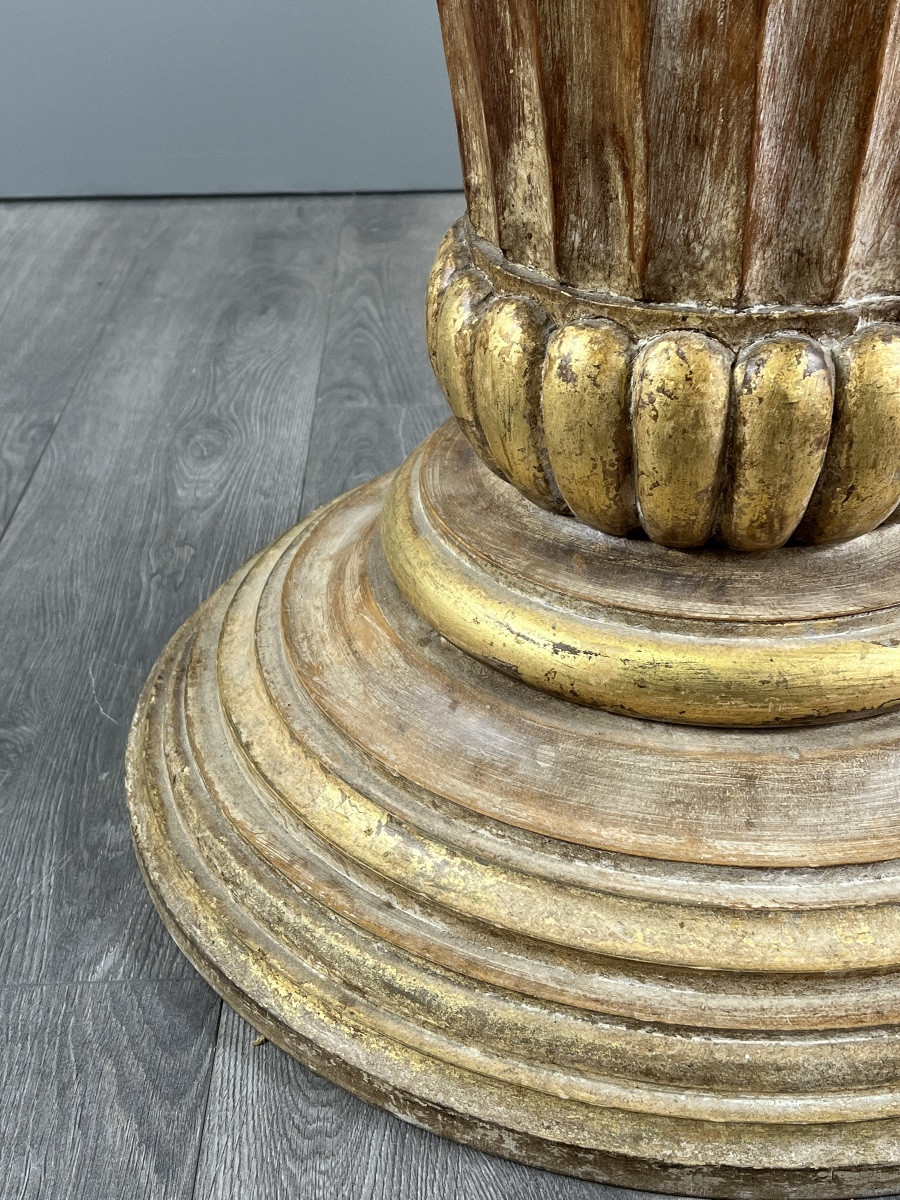 Table sur pied central en bois sculpté, XXe siècle-photo-5