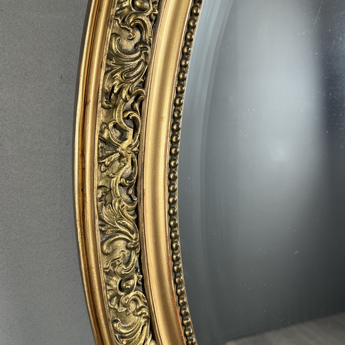 Oval Giltwood Mirror In The Louis XV Style, 19th Century-photo-1