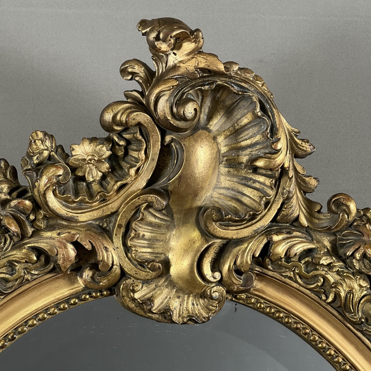 Oval Giltwood Mirror In The Louis XV Style, 19th Century-photo-4