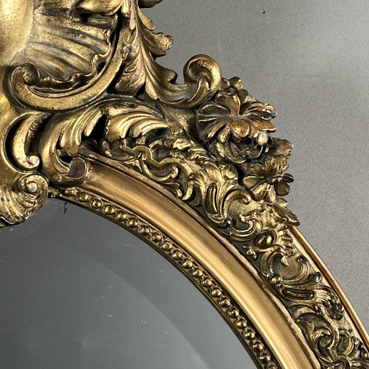 Oval Giltwood Mirror In The Louis XV Style, 19th Century-photo-6