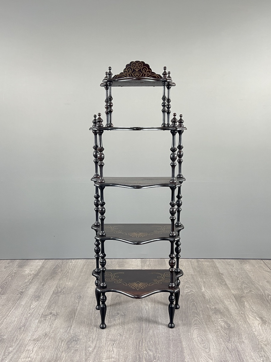 Étagère Napoléon III en bois noirci, fin XIXe siècle-photo-2