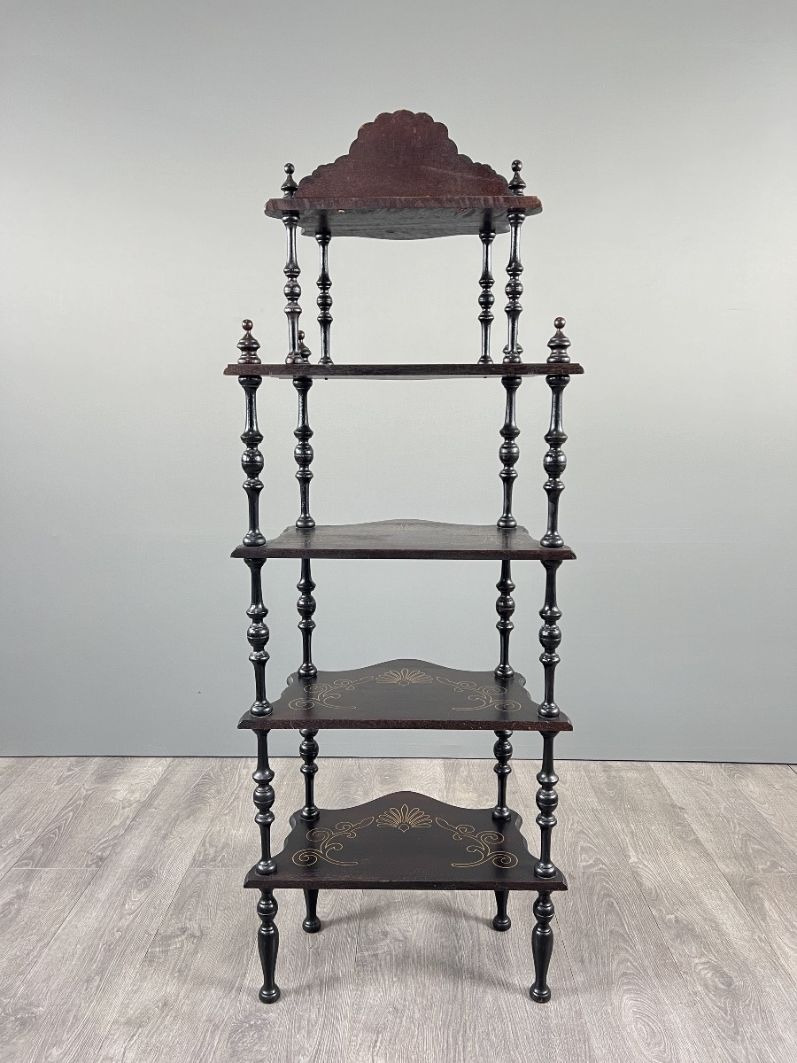 Étagère Napoléon III en bois noirci, fin XIXe siècle-photo-3