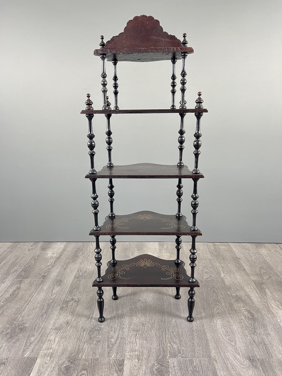 Étagère Napoléon III en bois noirci, fin XIXe siècle-photo-5