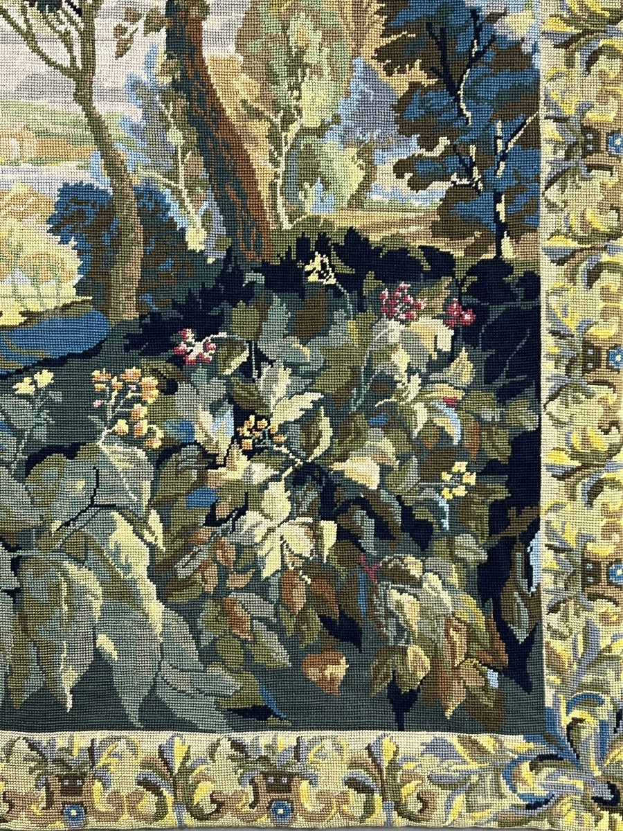 Wall Tapestry With A Landscape And Bird Scene, 20th Century-photo-4