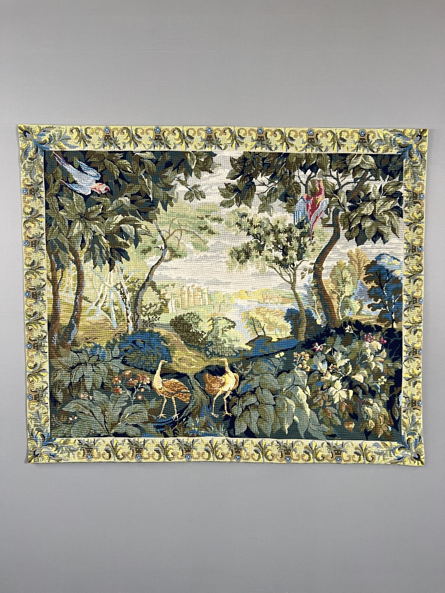 Wall Tapestry With A Landscape And Bird Scene, 20th Century-photo-7