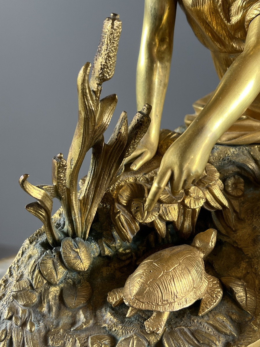 Pendule de style Louis XVI en marbre blanc et bronze doré, XIXe siècle-photo-6