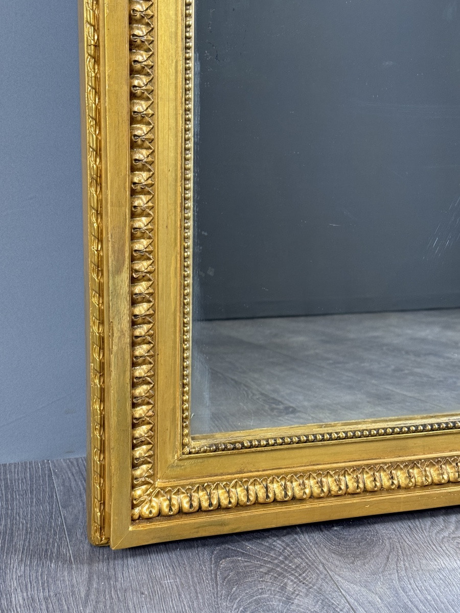 Grand miroir ancien en bois doré de style Louis XVI à fronton sculpté, XIXe siècle-photo-6