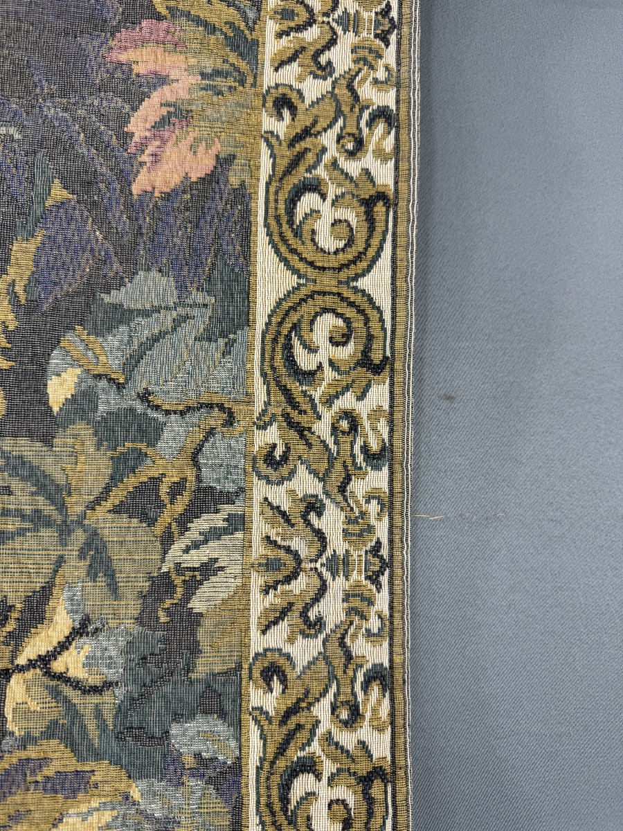Decorative Tapestry In The Aubusson Style, Pastoral Scene With Putti And Grape Harvest, 20th Century-photo-4