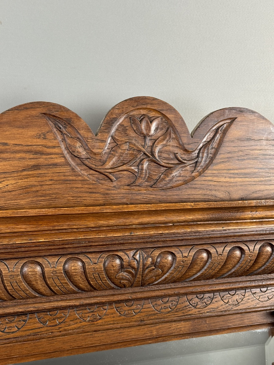 Grand miroir en bois sculpté, fin XIXe siècle-photo-4