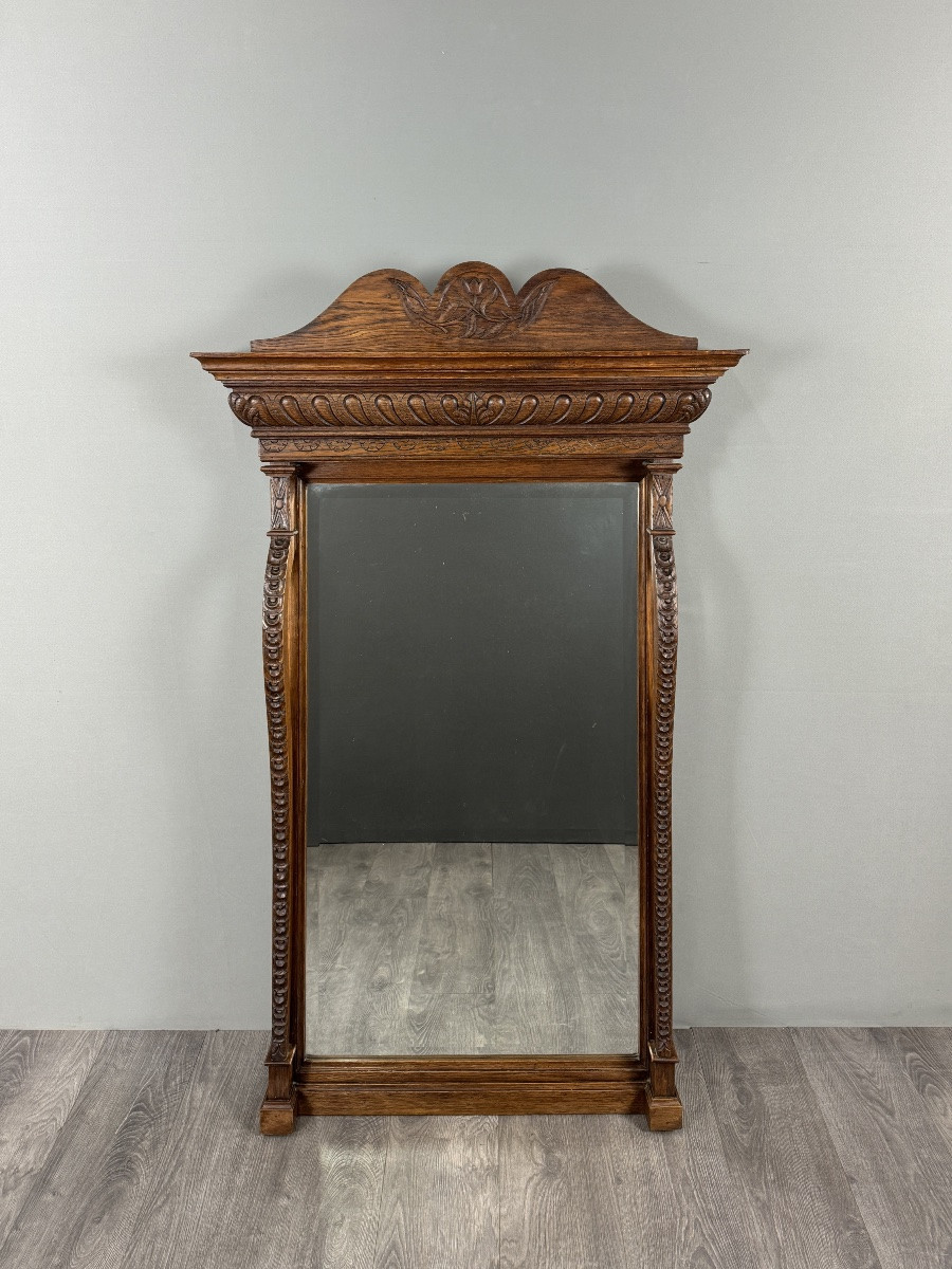 Grand miroir en bois sculpté, fin XIXe siècle-photo-6