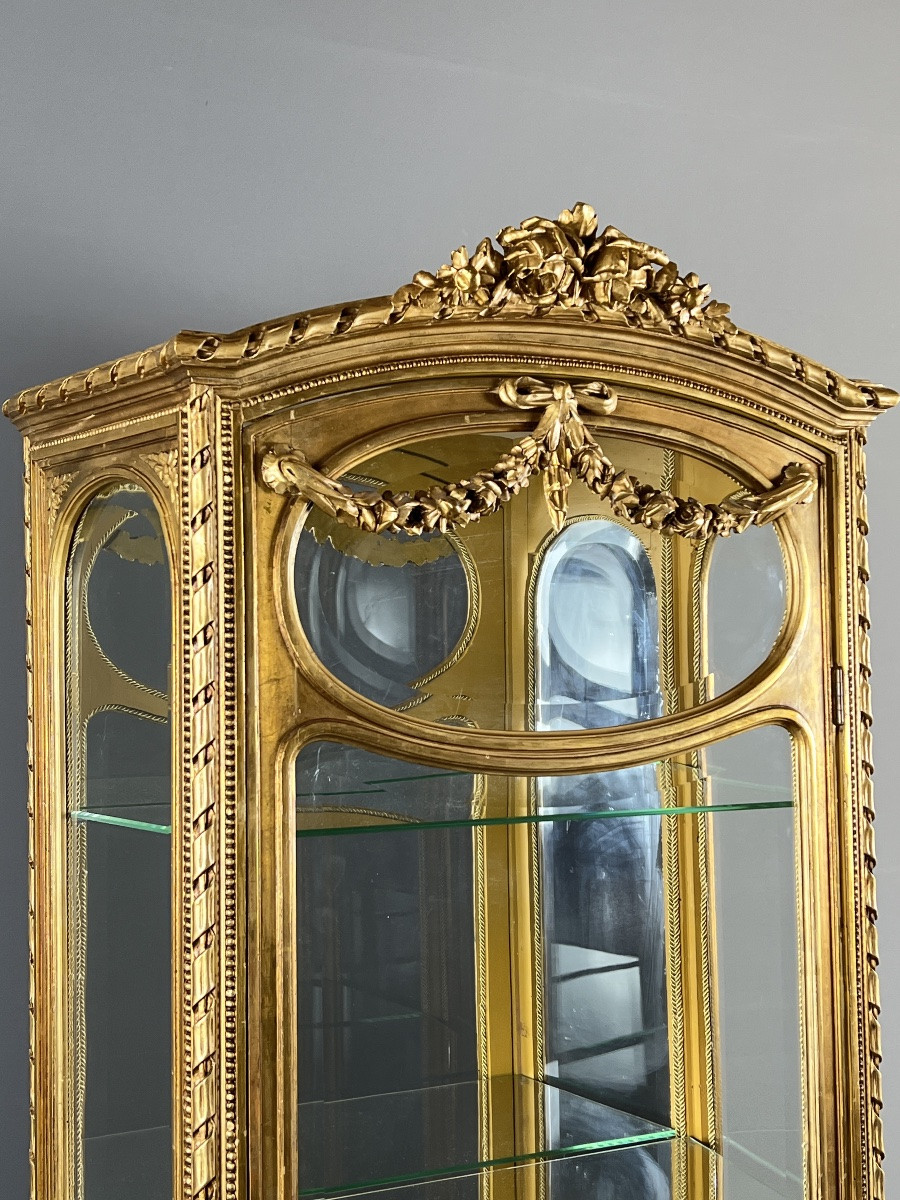 Louis XVI Style Giltwood Display Cabinet, 19th Century-photo-2