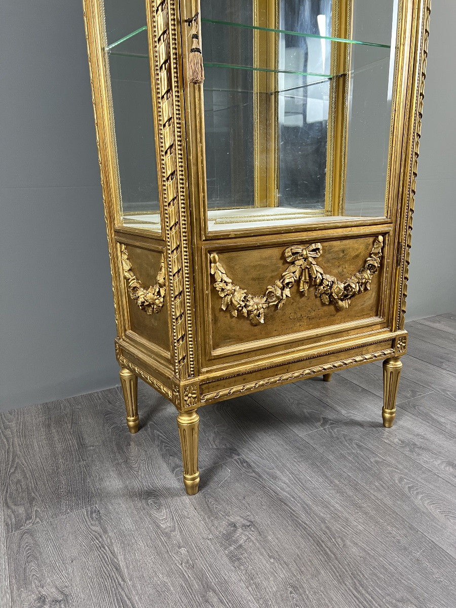 Louis XVI Style Giltwood Display Cabinet, 19th Century-photo-4