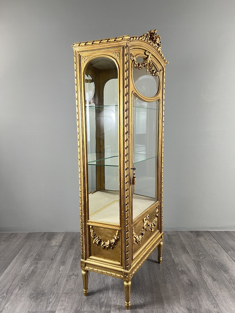 Louis XVI Style Giltwood Display Cabinet, 19th Century-photo-2