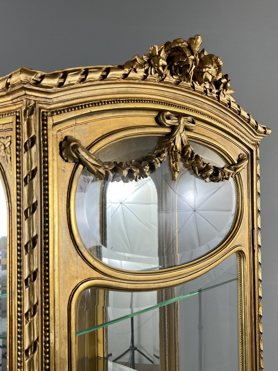 Louis XVI Style Giltwood Display Cabinet, 19th Century-photo-4