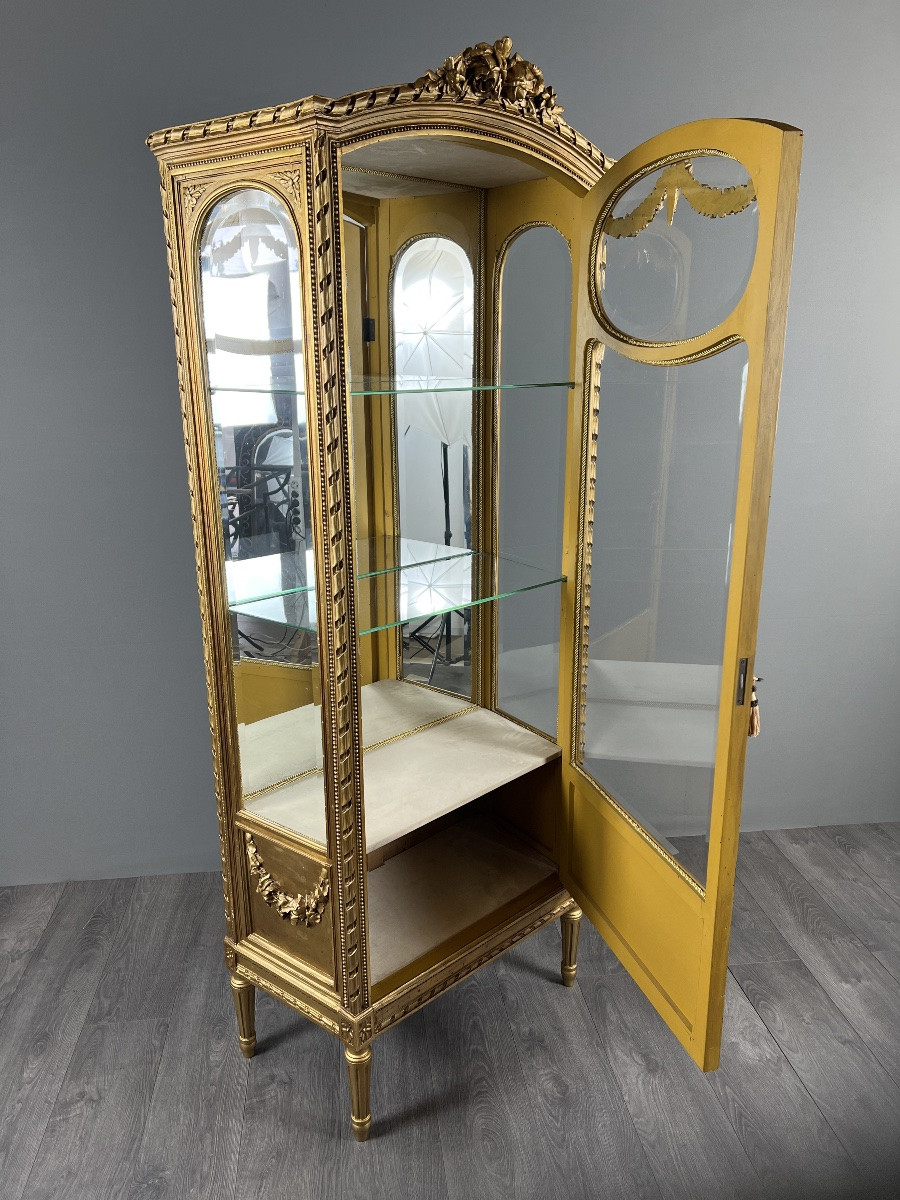 Louis XVI Style Giltwood Display Cabinet, 19th Century-photo-5