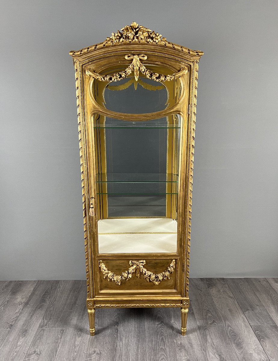 Louis XVI Style Giltwood Display Cabinet, 19th Century