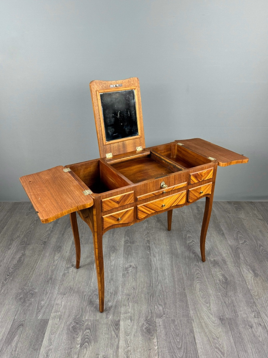 Coiffeuse En Marqueterie, Style Louis XV, XXe Siècle-photo-2