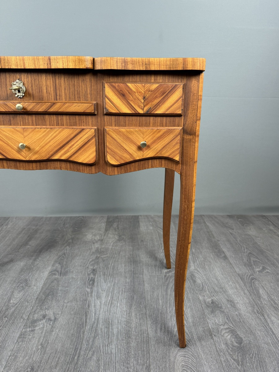 Coiffeuse En Marqueterie, Style Louis XV, XXe Siècle-photo-3