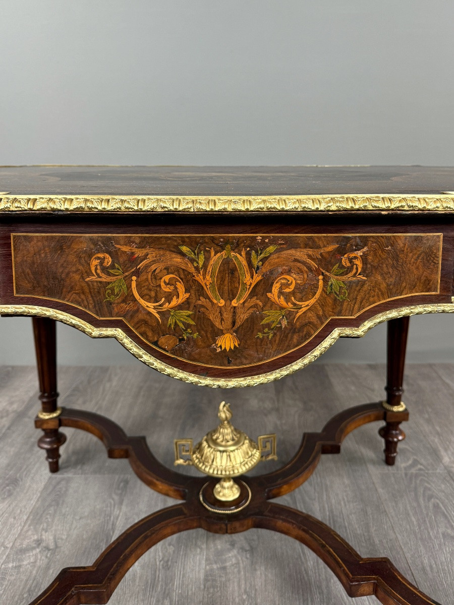 Napoleon III Marquetry Desk, 19th Century-photo-3