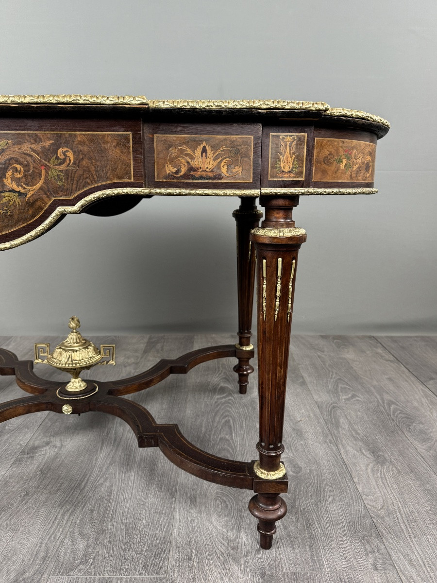 Napoleon III Marquetry Desk, 19th Century-photo-4
