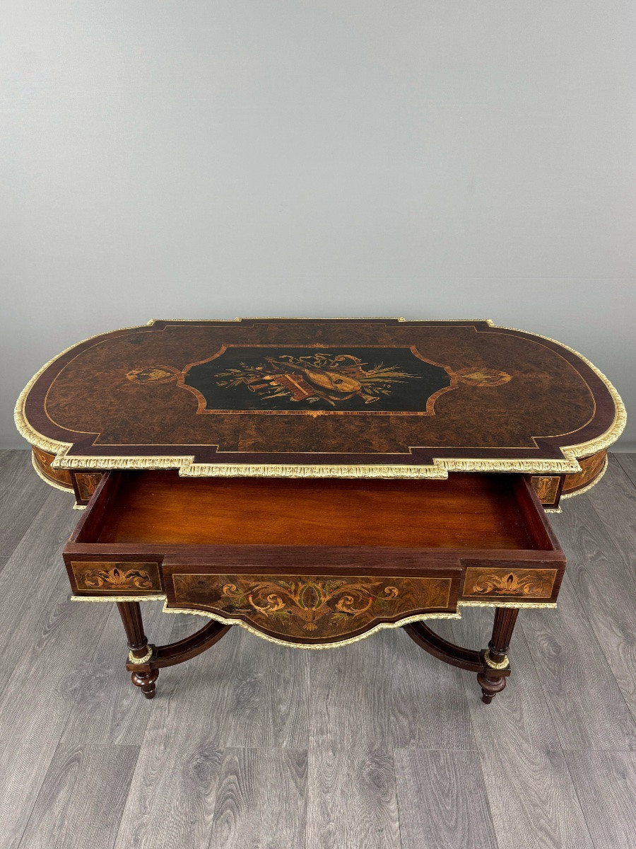 Napoleon III Marquetry Desk, 19th Century-photo-7