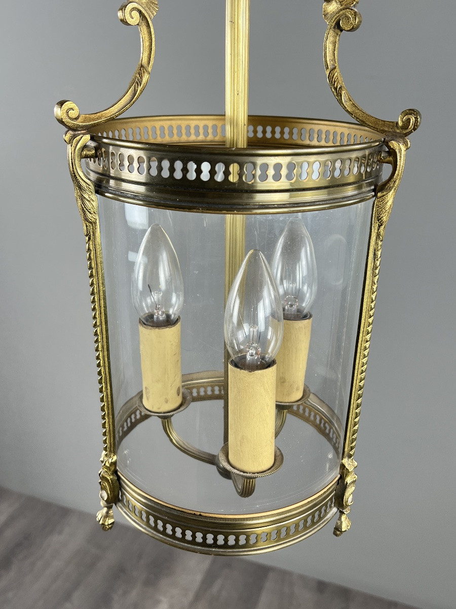 Louis XVI Style Lantern In Bronze And Glass, 20th Century-photo-2