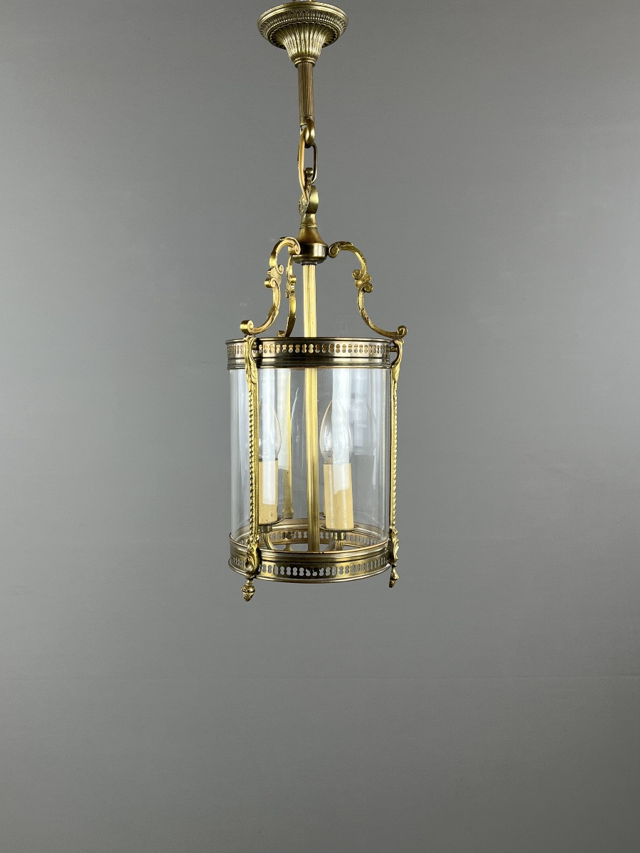 Louis XVI Style Lantern In Bronze And Glass, 20th Century-photo-3