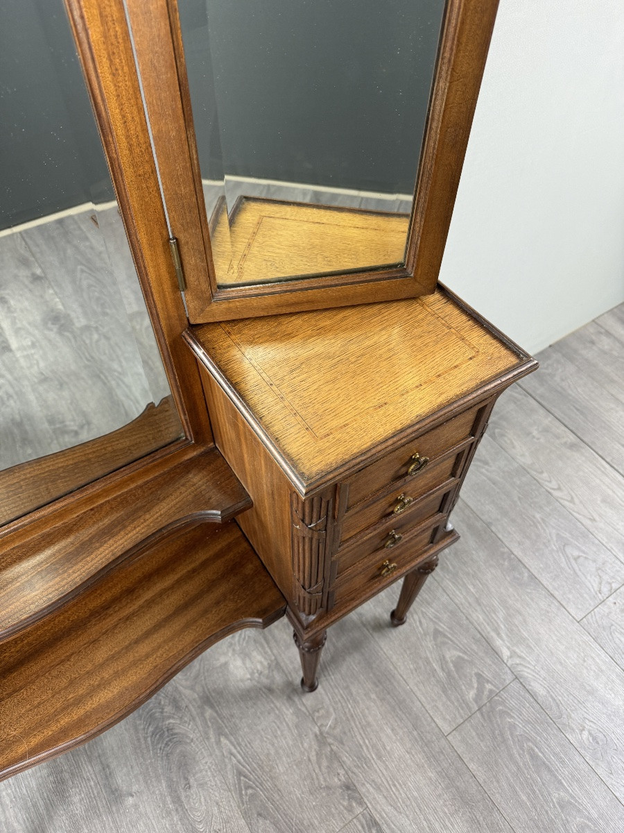 Large Dressing Table With Triptych Mirror, Louis XVI Style, 20th Century-photo-4