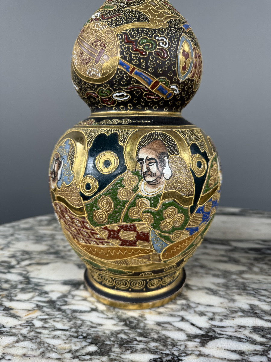 Pair Of Satsuma Japanese Vases, Meiji Period, 19th Century-photo-6