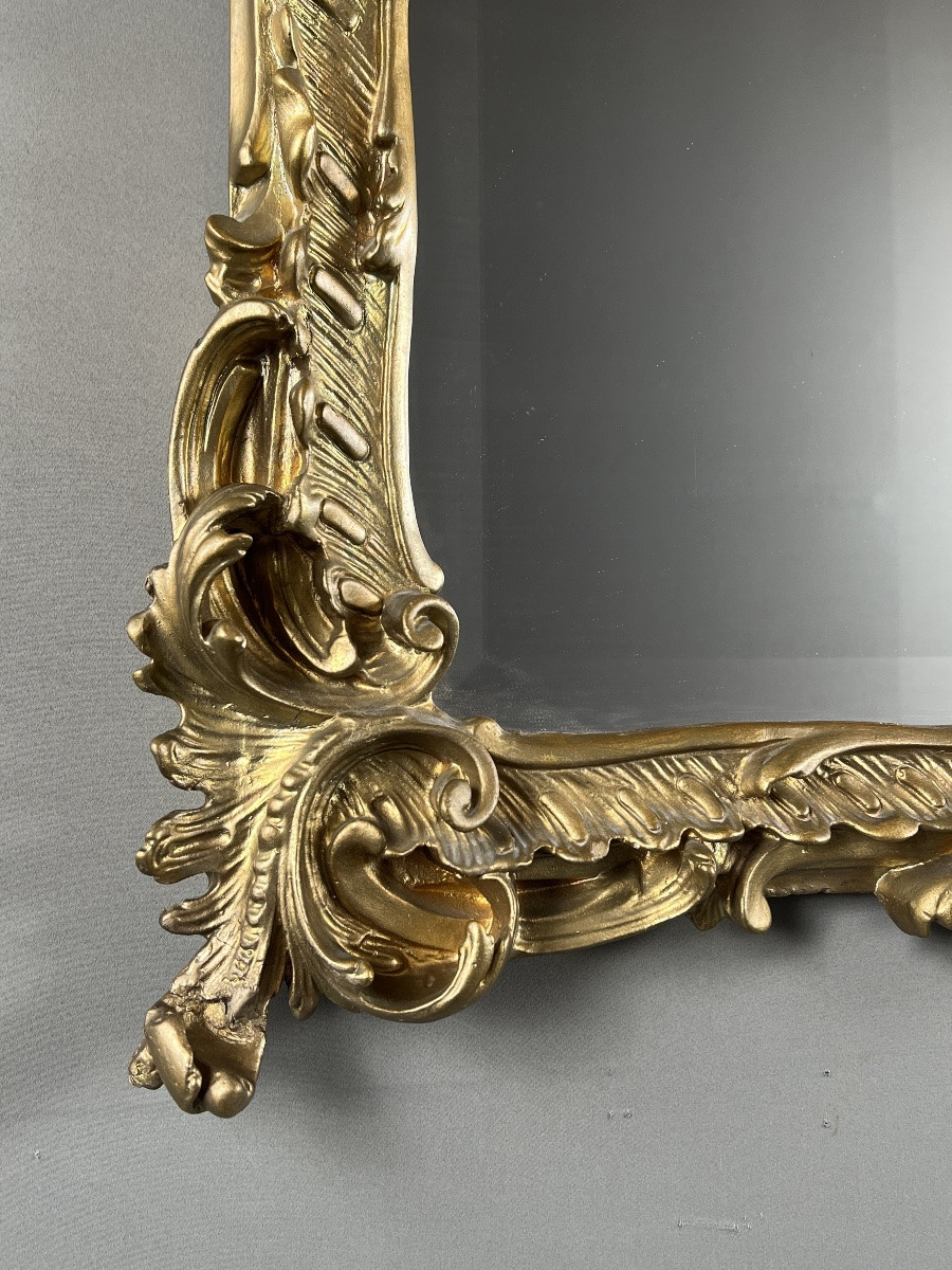 Large Louis XV Style Giltwood Mirror, 19th Century-photo-2