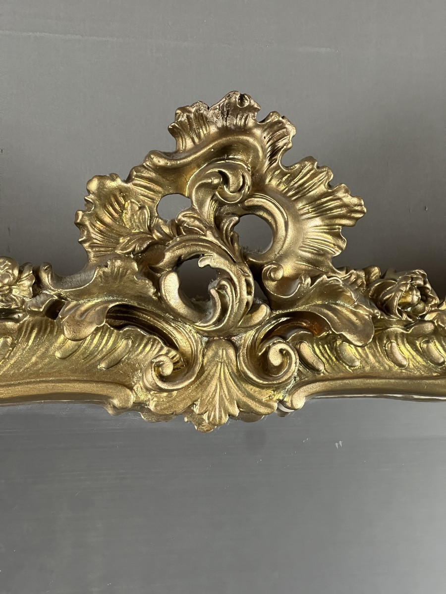 Large Louis XV Style Giltwood Mirror, 19th Century-photo-1