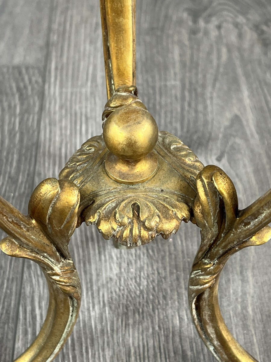 Standing Ashtray In Gilt Bronze And Crystal, 20th Century-photo-2