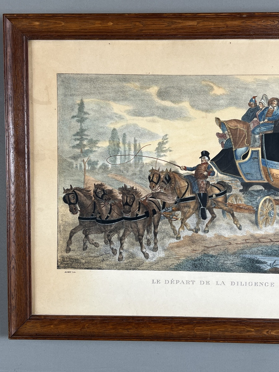 Paire de gravures d’après Horace Vernet, Scènes de diligences, XIXe Siècle-photo-2