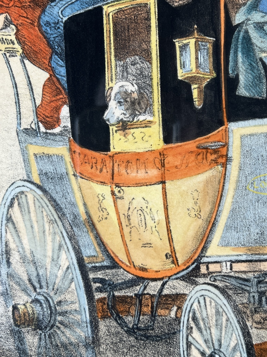 Paire de gravures d’après Horace Vernet, Scènes de diligences, XIXe Siècle-photo-3