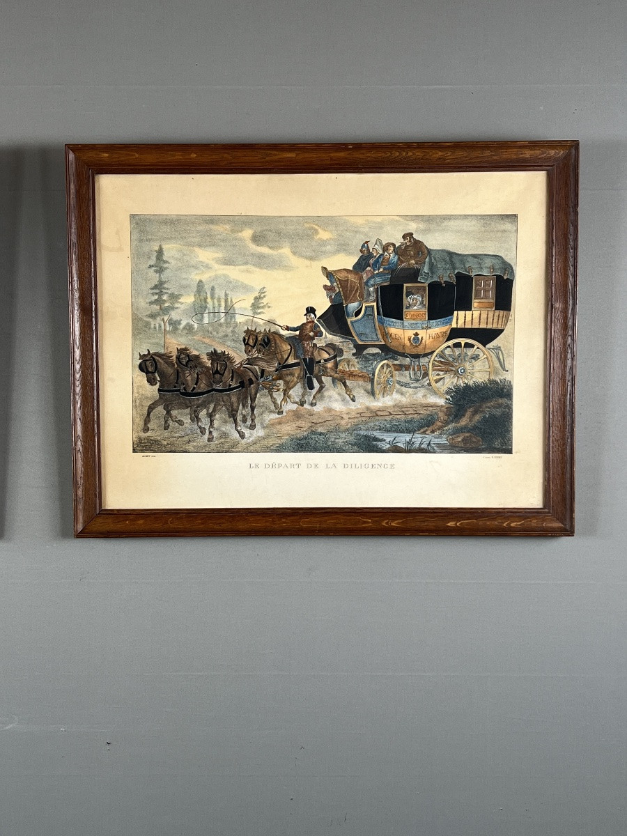Paire de gravures d’après Horace Vernet, Scènes de diligences, XIXe Siècle-photo-4