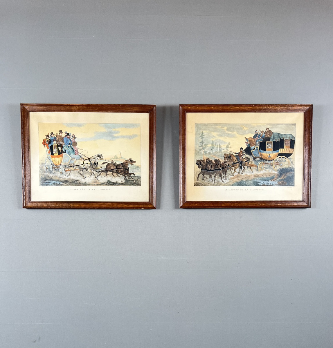 Paire de gravures d’après Horace Vernet, Scènes de diligences, XIXe Siècle