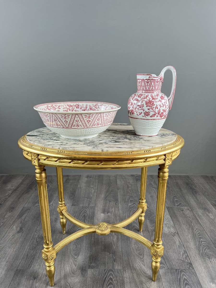 Nécessaire de toilette en faïence de Sarreguemines, Modèle Oriental, XIXe Siècle-photo-7