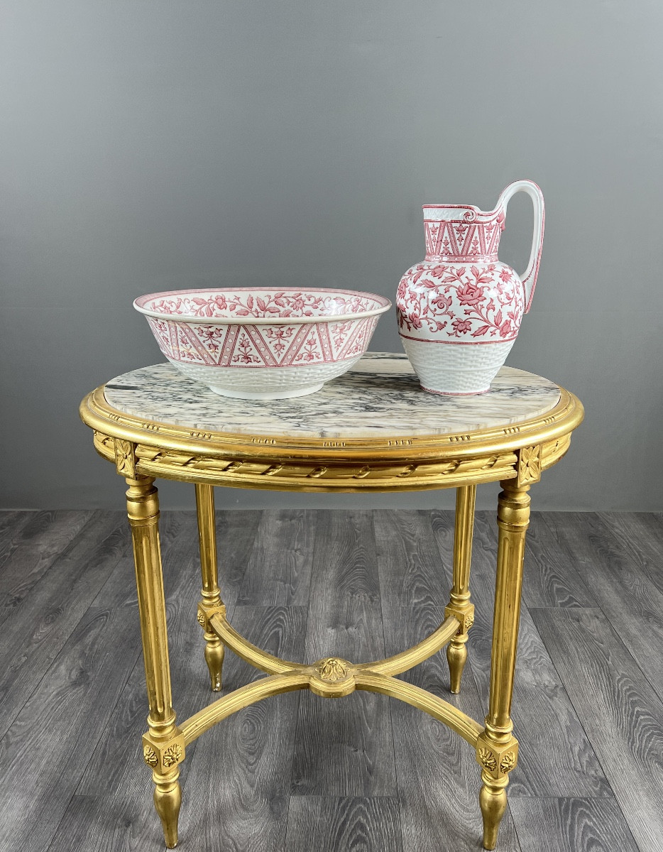 Nécessaire de toilette en faïence de Sarreguemines, Modèle Oriental, XIXe Siècle