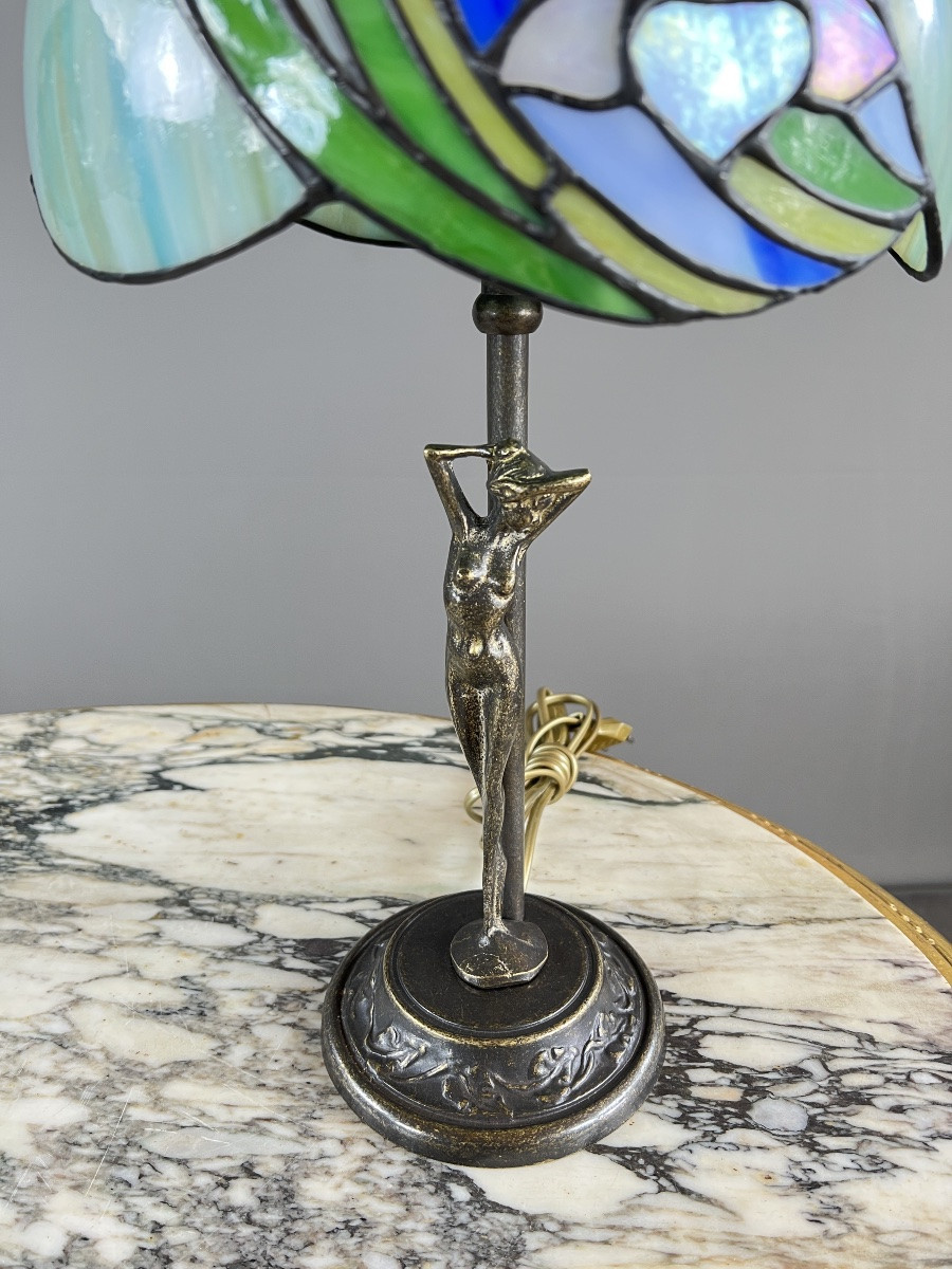 Pair Of Tiffany-style Lamps, 20th Century-photo-3